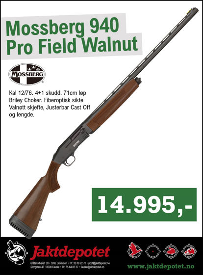 Bilde av Mossberg 940 Pro Field Walnut 12/76, 71cm løp