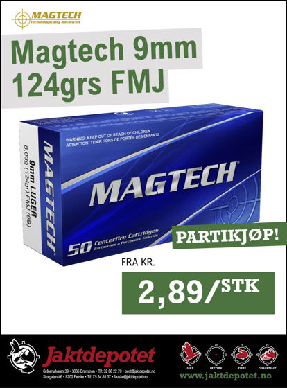 Bilde av Magtech 9mm 124 grs FMJ, 50 pk