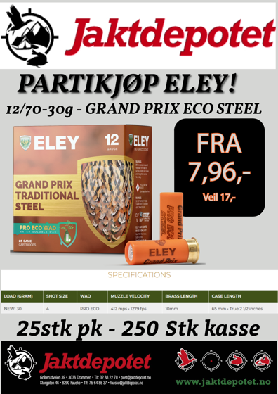 Bilde av 12/70 Eley Grand Prix Trad. Eco steel, 30g, US 4, 25 pk