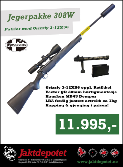 Bilde av Mossberg Patriot 308W Jegerpakke 3-12x56