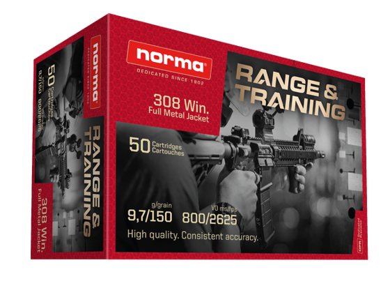 Bilde av 308 Win Norma Range & Training 150grs/9,7g FMJ, 50pk.